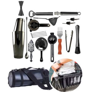 Kit de Bartender profesional + maletin de cuero x20 piezas