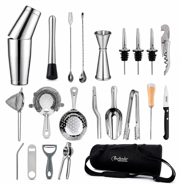 KIT PROFESIONAL BARTENDER X23 PIEZAS CON MALETIN